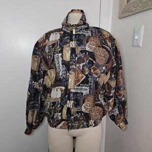 VTG FUDA International Harvest Windbreaker Bomber Jacket 100% Silk S EUC